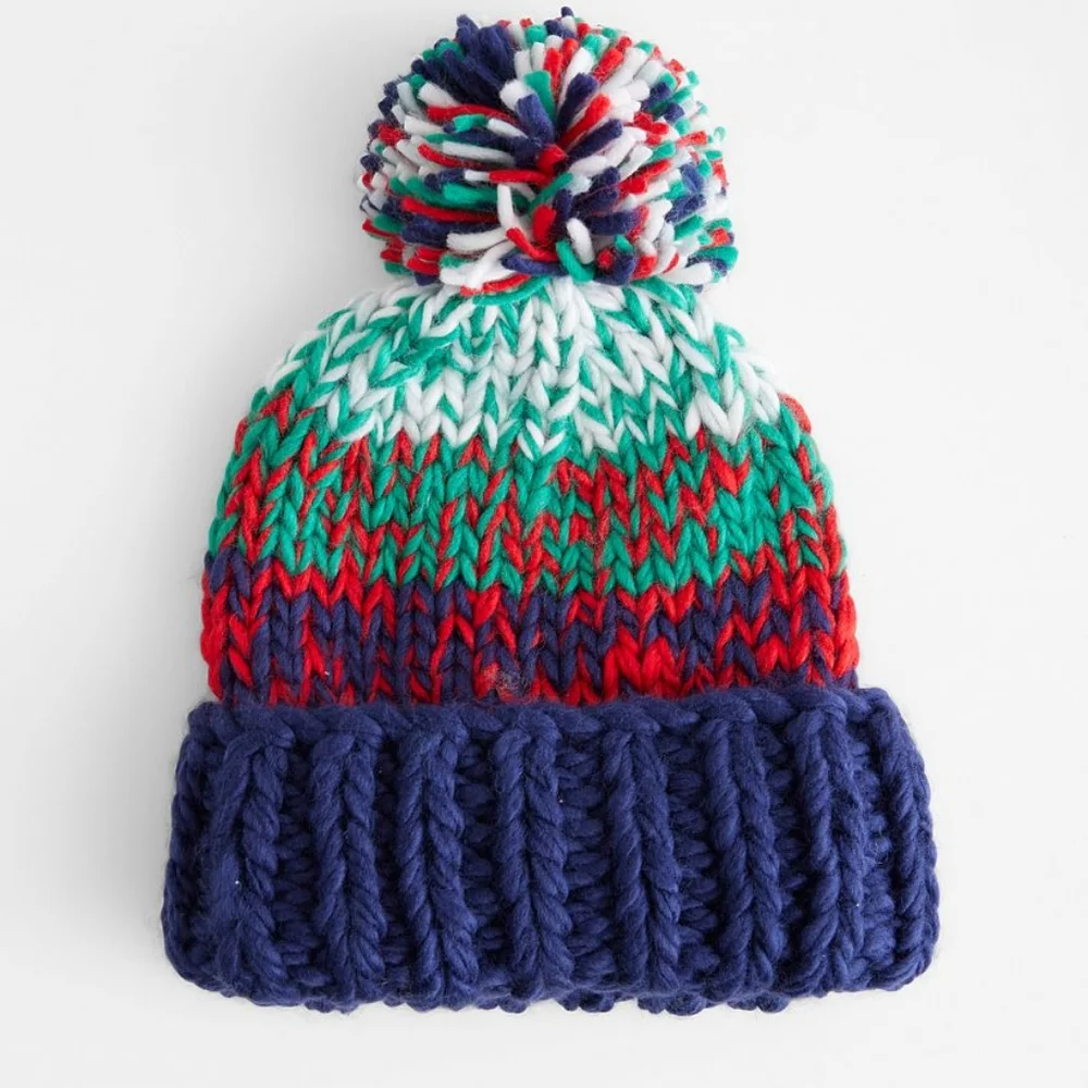 *NEW* Free People Chunky Stripe Beanie Navy Multi - Picture 2 of 6
